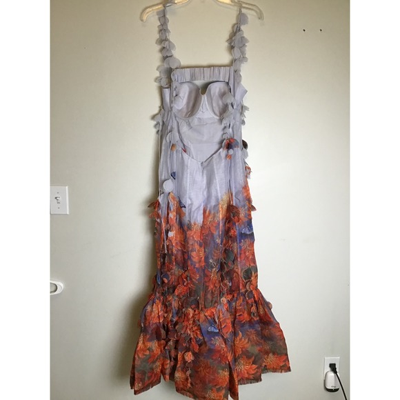 Zimmermann Wild Flower Botanica Petal Printed Linen-Silk Midi Dress Size 3 NWT - Picture 14 of 16